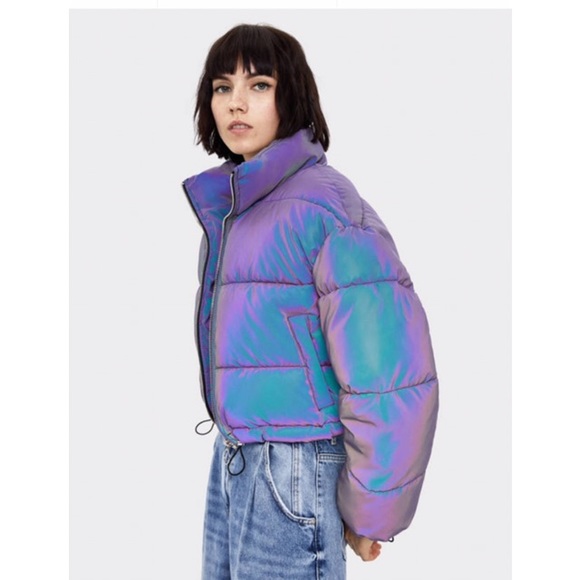 zara reflective puffer jacket